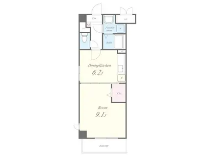 サウス・イースト(1DK/3階)の間取り写真