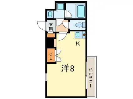 PERLE芦屋(ワンルーム/3階)の間取り写真
