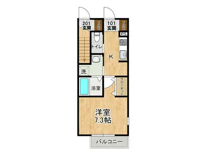 ラ・ベルメールA(1K/1階)の間取り写真