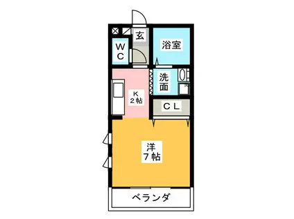 リエス掛川B(ワンルーム/2階)の間取り写真