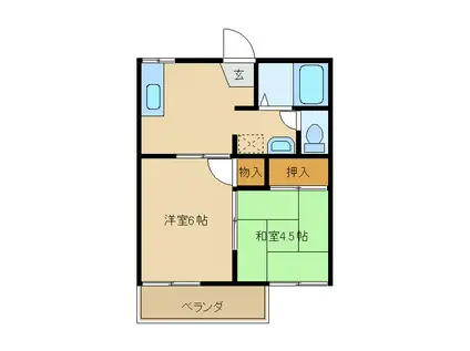 エコーハイツ宮崎(2K/1階)の間取り写真