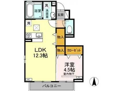 ヴィレッタ(1LDK/1階)の間取り写真