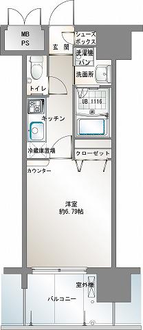 エンクレスト御供所(1K/5階)の間取り写真