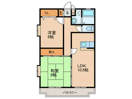 パークサイド吉留(2LDK/3階)の間取り写真