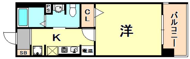 ロイヤル神戸三宮(1K/9階)の間取り写真