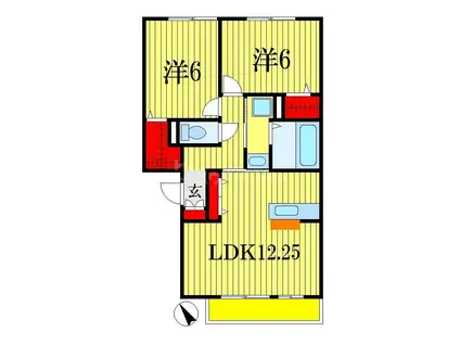 ブランシュールA棟(2LDK/1階)の間取り写真