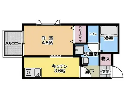 アリビア大観町(1DK/3階)の間取り写真