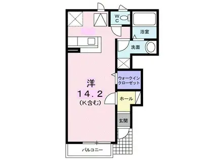 プラティークレジデンスB(ワンルーム/1階)の間取り写真