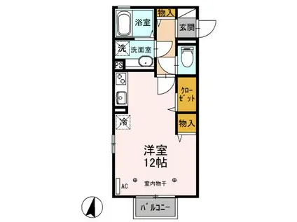 オー・ピュール(ワンルーム/2階)の間取り写真