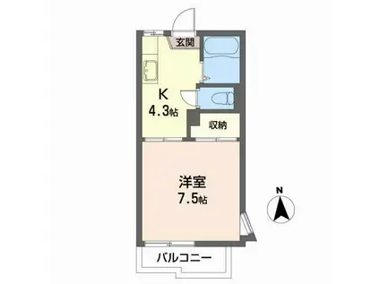 レジデンス樹(1K/2階)の間取り写真