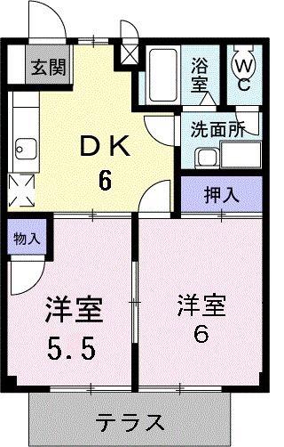 ブルーハイツI(2DK/1階)の間取り写真