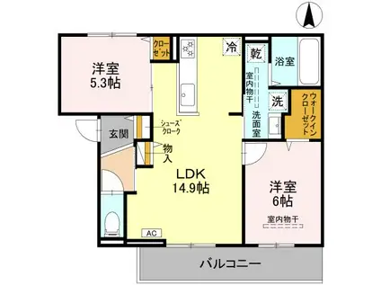 D-RESIDENCE高槻市下田部A棟(2LDK/3階)の間取り写真
