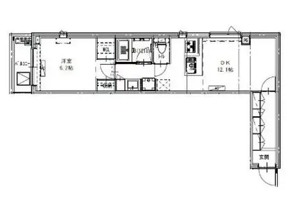 B CITY APARTMENT SHINAGAWA ウエストビーシ(1LDK/2階)の間取り写真