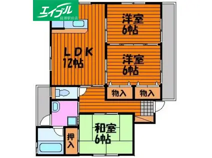 フラワーハイツV(3LDK/3階)の間取り写真