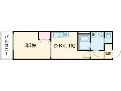 MELDIA福生III(1DK/3階)の間取り写真