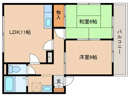 グレース加茂(2LDK/2階)の間取り写真