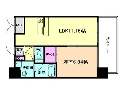 プレジオ御幣島(1LDK/6階)の間取り写真