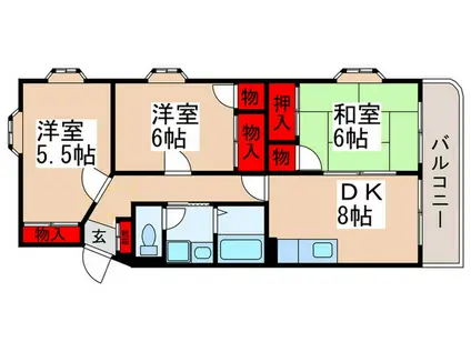 フォレスト入船(3DK/3階)の間取り写真