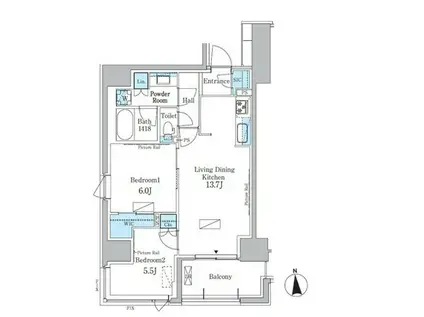 パークアクシス新宿百人町(2LDK/2階)の間取り写真