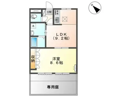 ロイヤルガーデンKII(1LDK/1階)の間取り写真