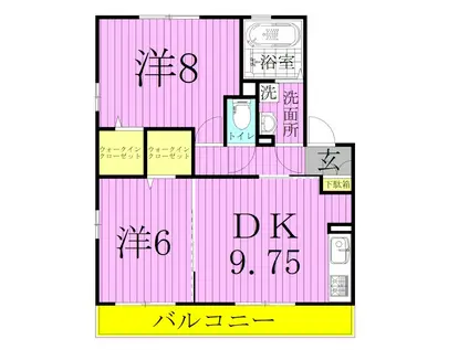 ハーブコテージ(2DK/1階)の間取り写真