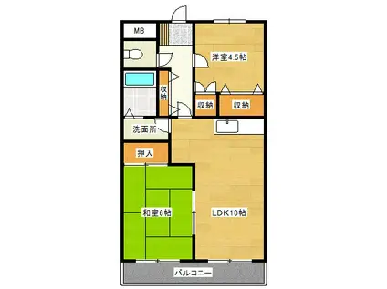 ベルメゾンきららI(2LDK/2階)の間取り写真