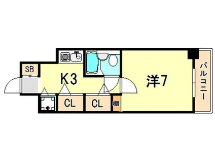 ライオンズマンション神戸第3(1K/2階)の間取り写真