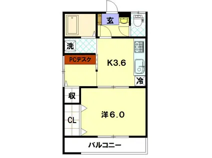 有吉マンション(1SK/1階)の間取り写真
