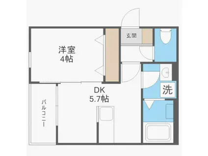 春日原北町4丁目AP(1DK/3階)の間取り写真