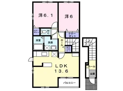 メゾンジェルメI(2LDK/2階)の間取り写真