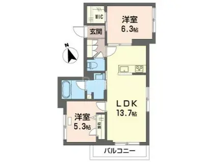 アーバングレイス(2LDK/2階)の間取り写真