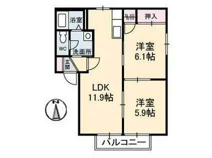 メゾン開華(2LDK/2階)の間取り写真