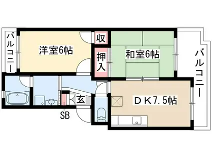 松栄マンション(2DK/1階)の間取り写真