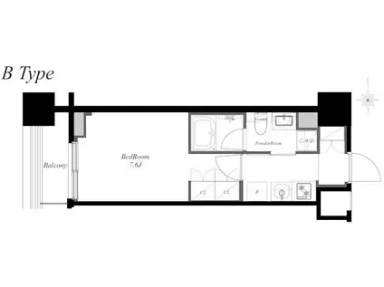 MINAMIAZABU ノース(1K/4階)の間取り写真