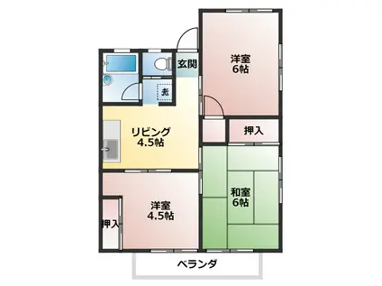 秋山ハイツ3号棟(3DK/1階)の間取り写真