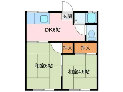 越智アパート(2DK/2階)の間取り写真