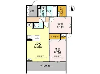 TORISIAS ゆいの杜6丁目 A棟(2LDK/3階)の間取り写真