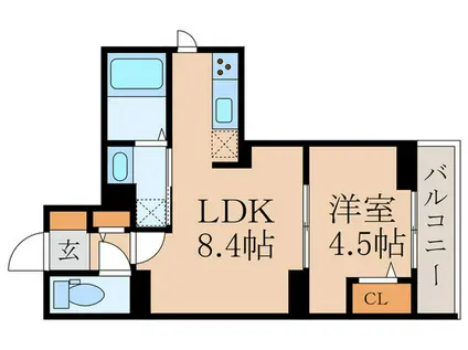 セレスティア若宮(1LDK/1階)の間取り写真