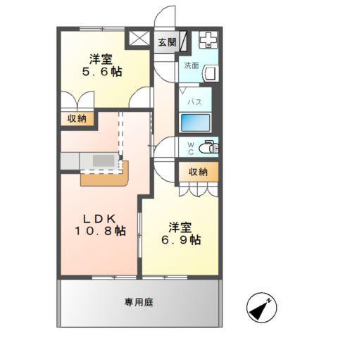 グレイスシャトー(2LDK/1階)の間取り写真