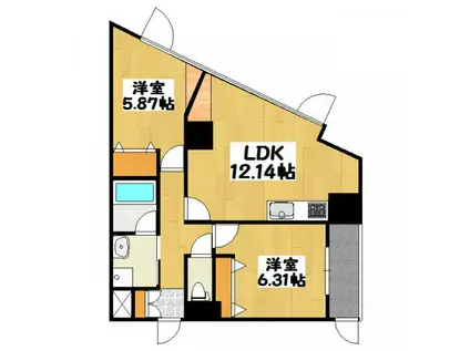 アビエス(2LDK/2階)の間取り写真