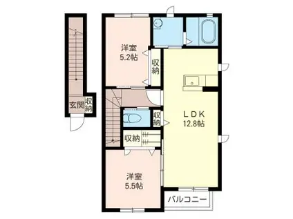 メゾン・ラカージュ V棟(2LDK/2階)の間取り写真