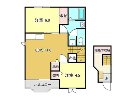 NAVIN(2LDK/2階)の間取り写真
