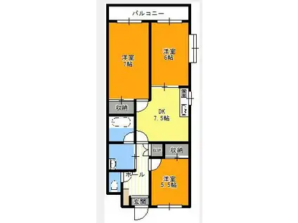 ヒルトーク(3DK/1階)の間取り写真