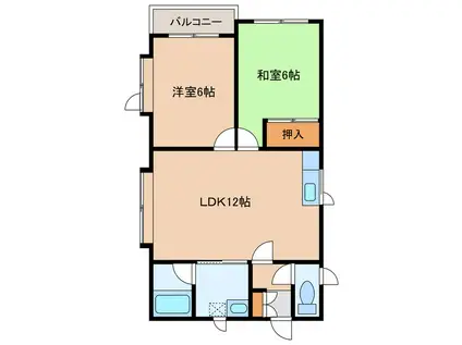 TWIN PALACEツインパレス(2LDK/2階)の間取り写真