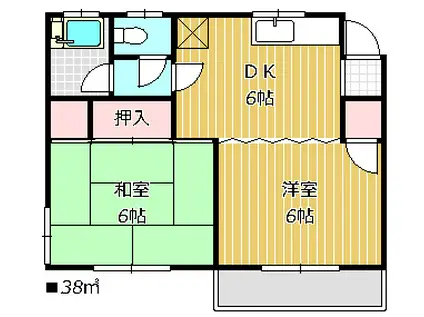 マイハウス海神(2DK/2階)の間取り写真