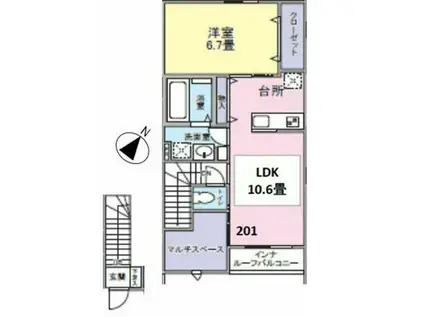 LL40M エルエル40エム(1LDK/2階)の間取り写真
