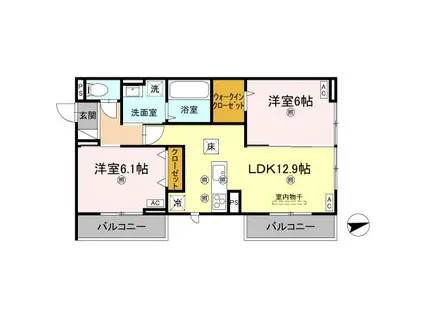 エムフルージュ(2LDK/1階)の間取り写真