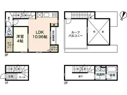 プログレッソ西蟹屋(1LDK/3階)の間取り写真
