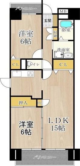 メゾンミヤビ(2LDK/5階)の間取り写真