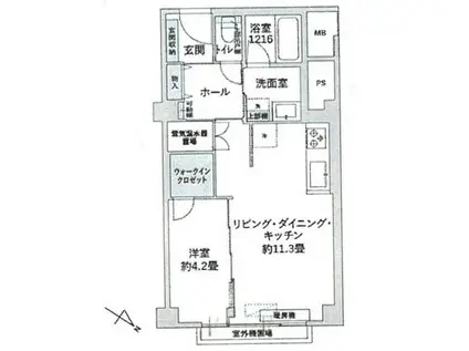 ヴィラ赤坂(1LDK/5階)の間取り写真
